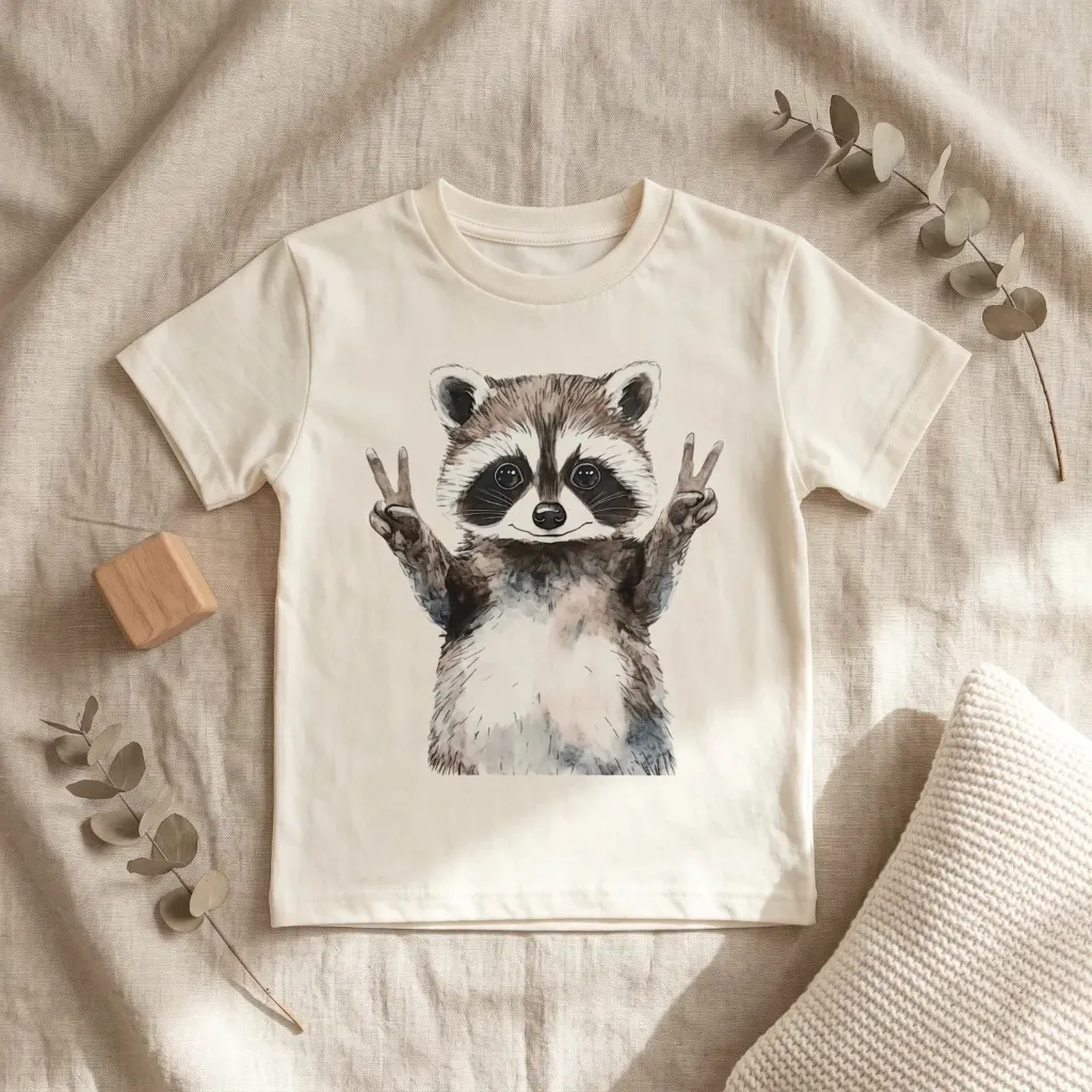 Boys T-shirt with raccoon print (86/92)