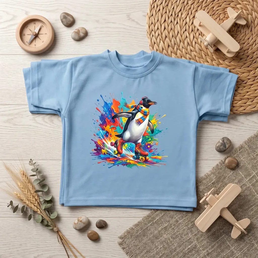 Boys T-shirt with penguin print (86/92)