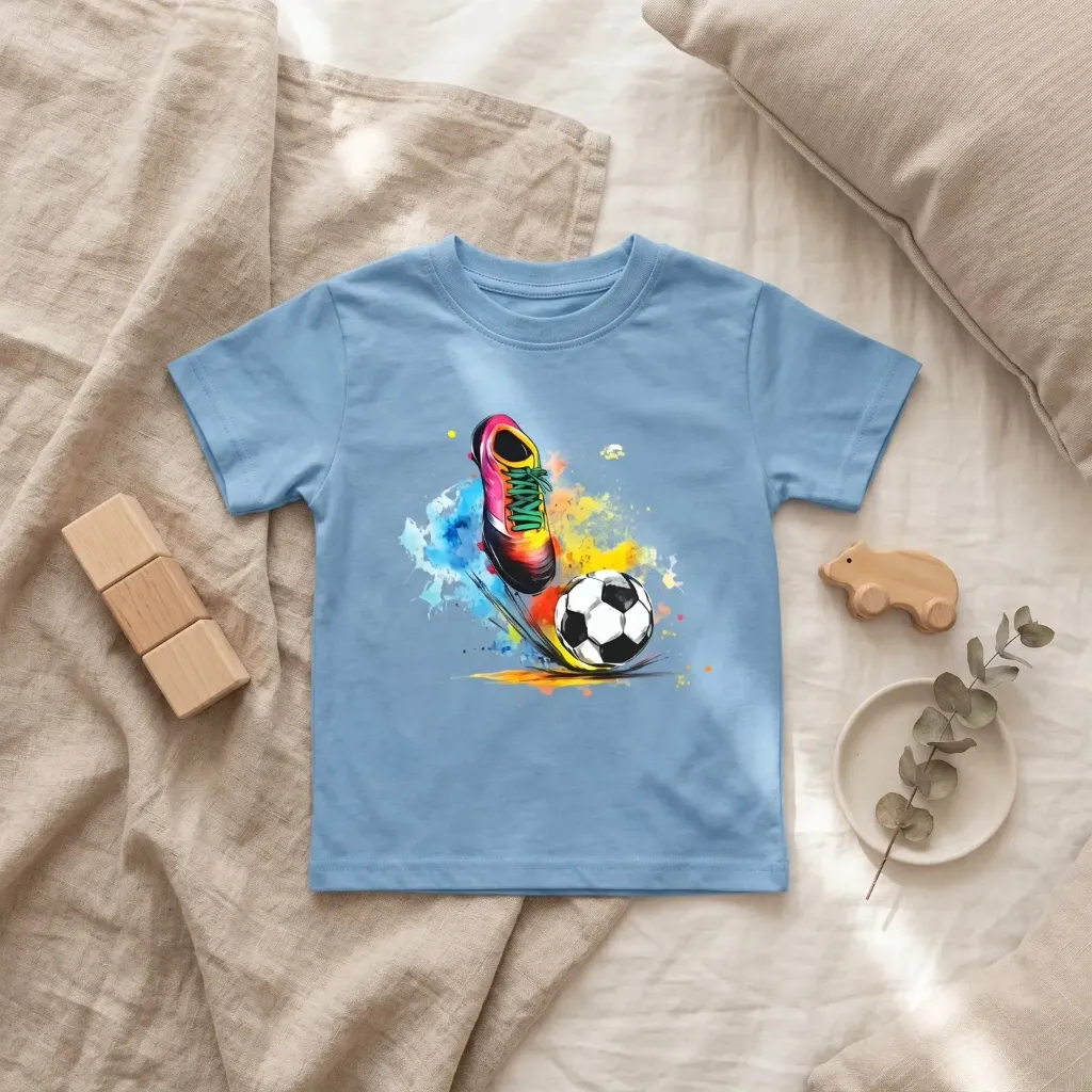 Jongens T-shirt met voetbal schoen print (86/92)