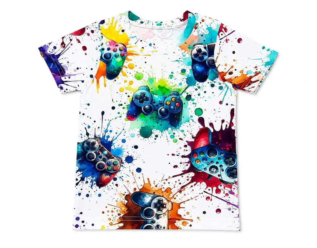 Dziecięcy T-shirt z motywem padów do gier (98)