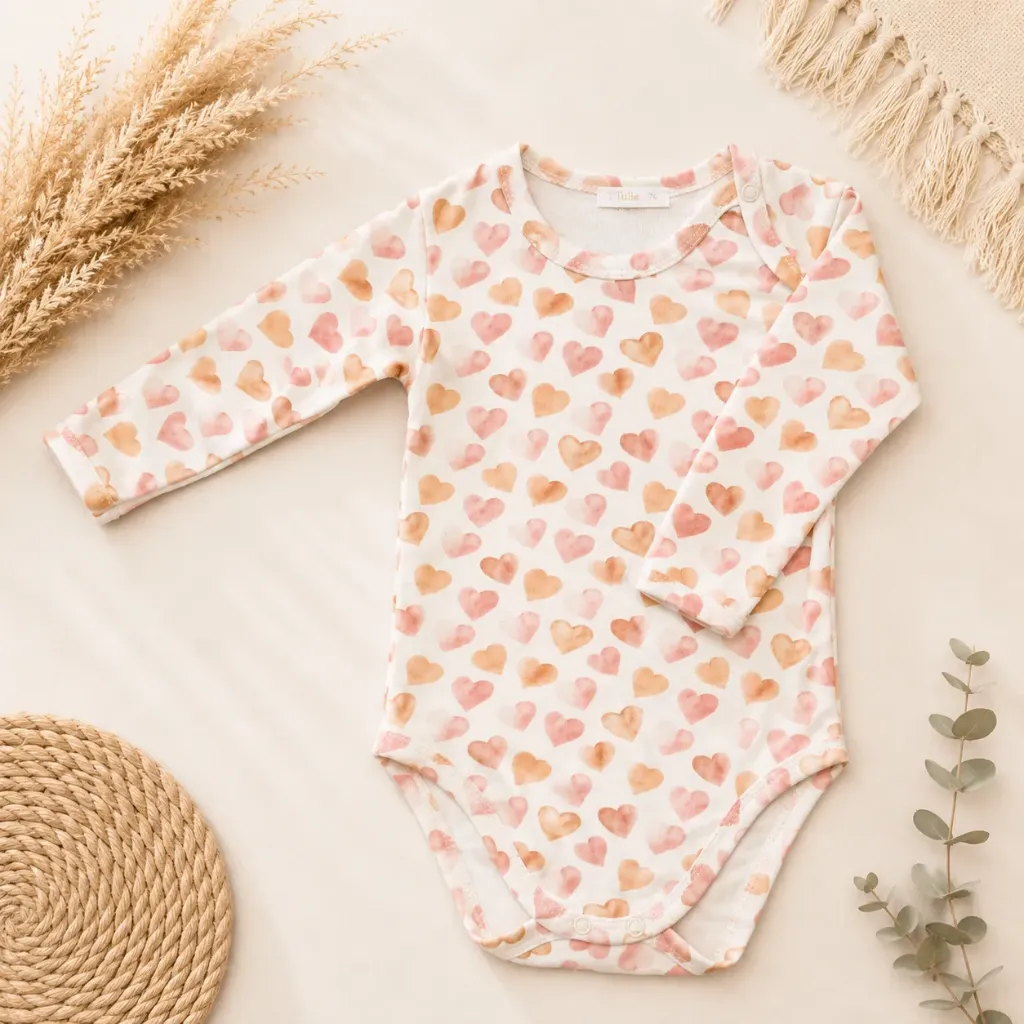 Baby rompertje met hartjes print – lange mouw (56)
