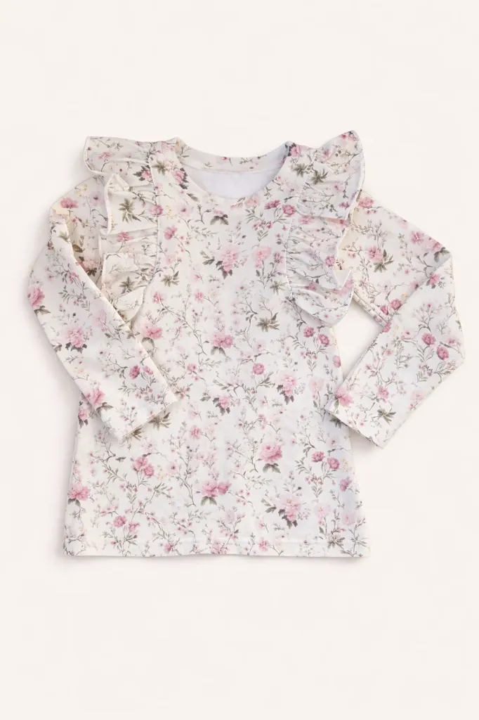 Girls longsleeve with pink floral print (92)