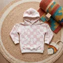 Meisjes hoodie met ruitprint en pootjes – premium sweater met dubbele capuchon