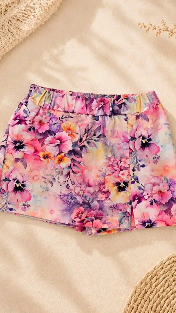 Meisjes Skort met Bloemenprint (86)