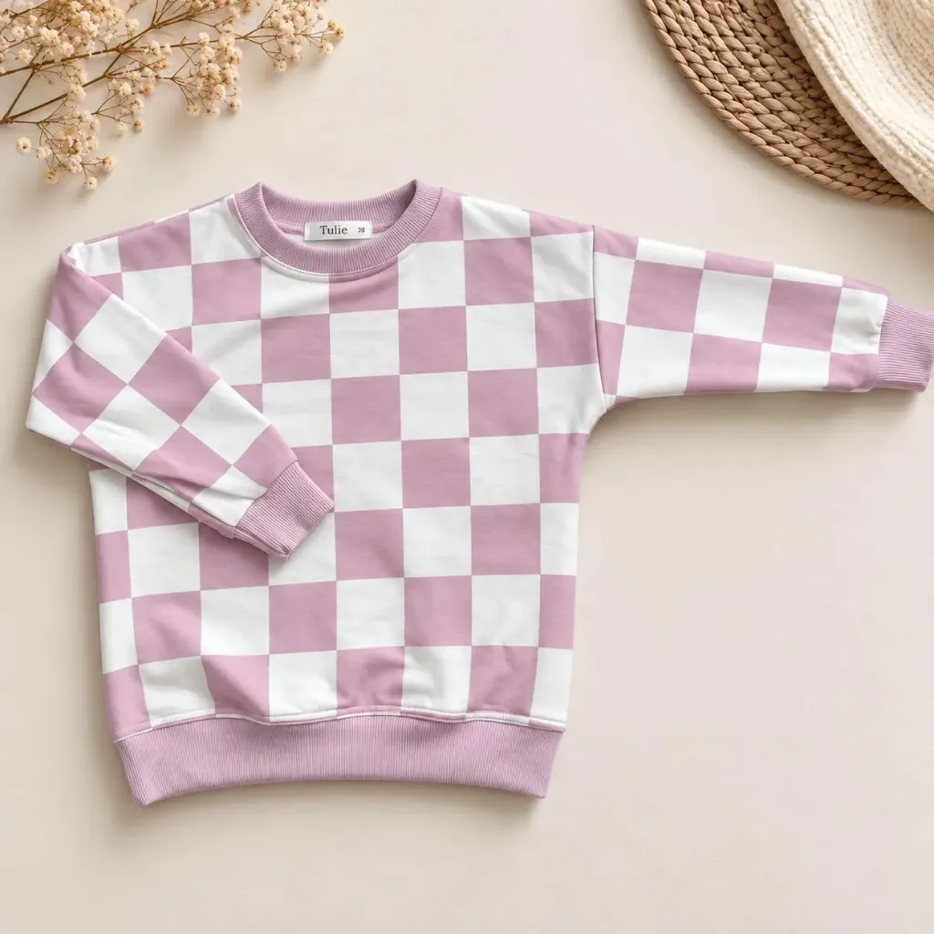 Girls’ Pink Checkerboard Sweatshirt (86)