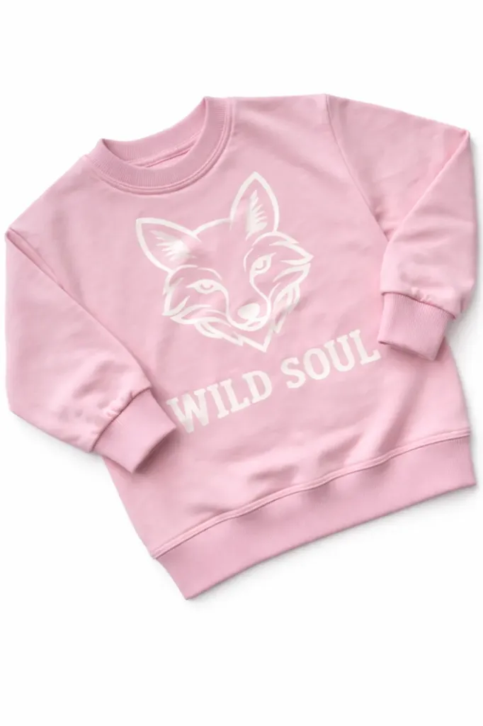 Roze Kindersweater met Vosprint – Wild Soul (86/92)
