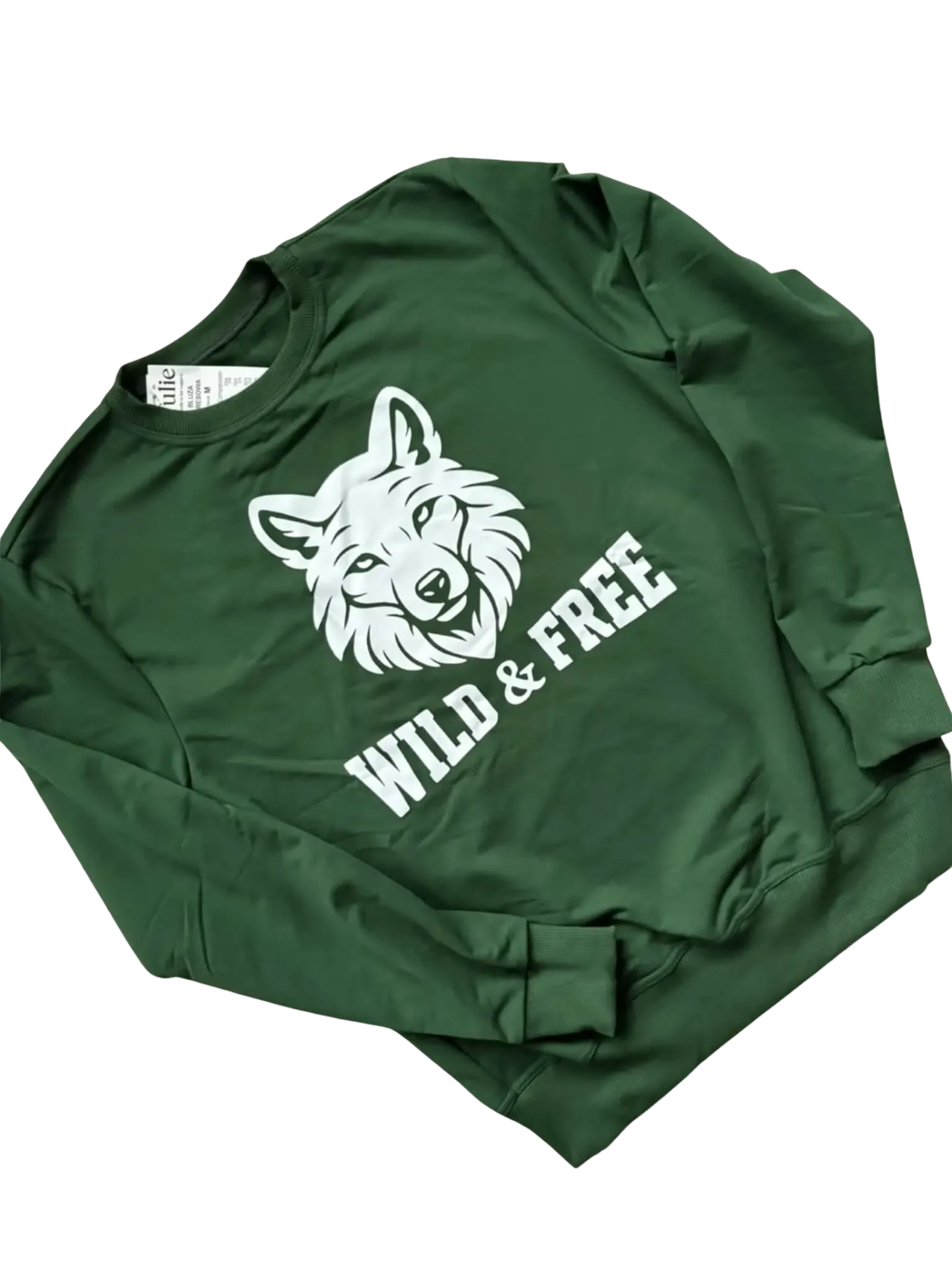 Groene Sweater voor Volwassenen met Wolf Print – Wild & Free