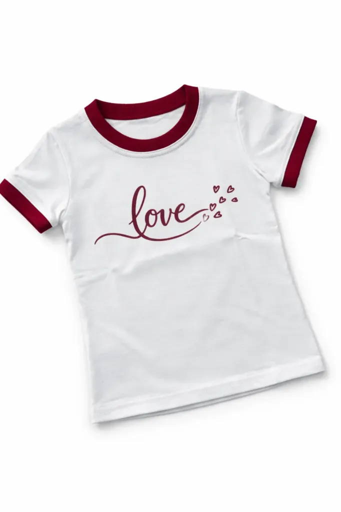 Wit kinder T-shirt met rode Love- en hartjesprint (86/92)