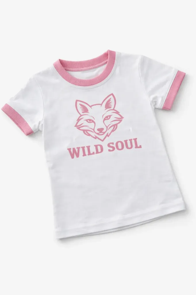 Wit Kinder T-shirt met Roze Vosprint – Wild Soul (86/92)