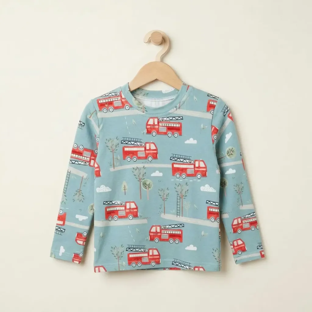 Kinder longsleeve met brandweer print – blauw (86)