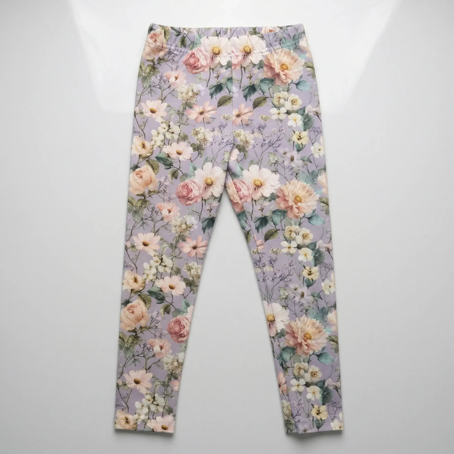 Meisjes leggings met bloemenprint – lila