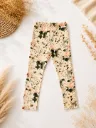 Meisjes leggings met bloemenprint – beige / groen