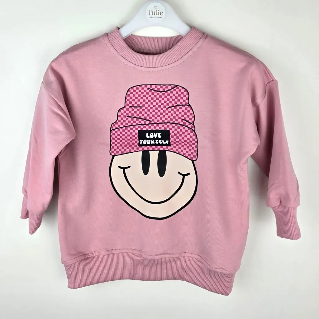 Różowa bluza dziecięca ze smiley – Love Yourself (86)