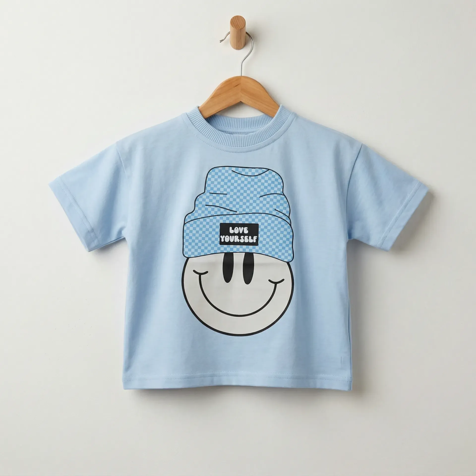 Blauwe Oversize Kinder T-shirt met Smiley – Love Yourself (86/92)