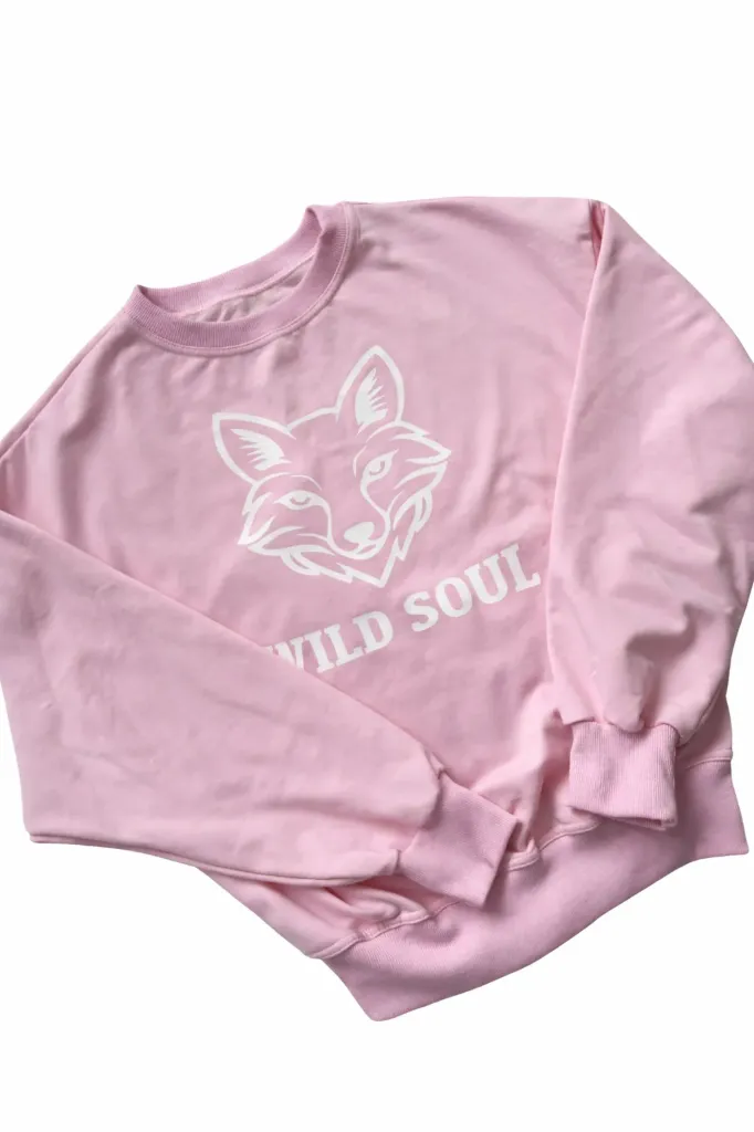 Pink Women’s Sweater with Fox Print – Wild Soul