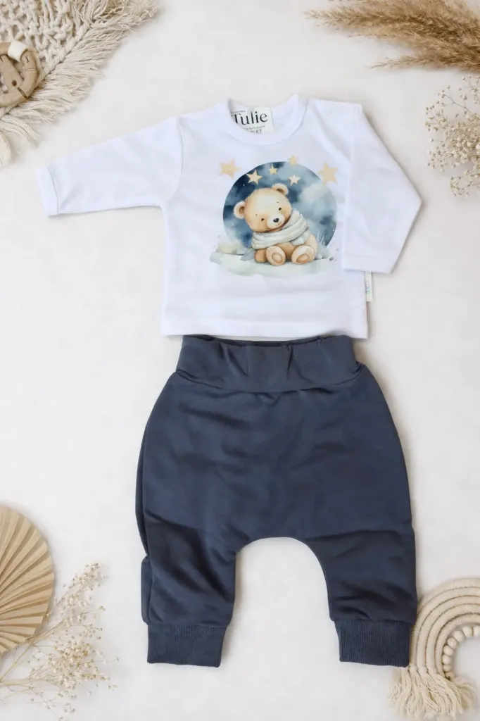 Baby set met beer print – shirt en broek (56)